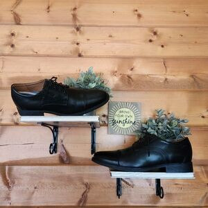 Clarks Collection Whiddon Black Leather Cap-Toe Oxford Brogue Dress Shoe Sz 12 W